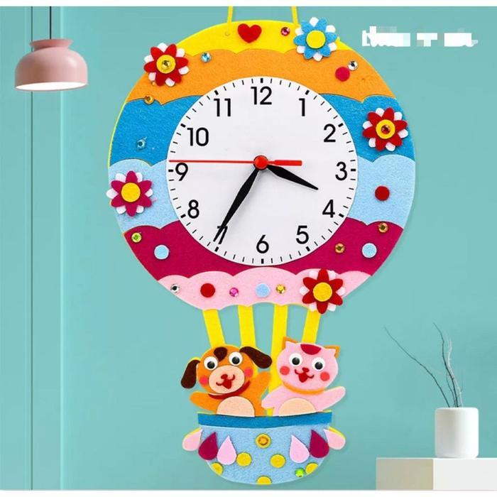 DIY Jam Dinding - Non woven Clock - Mainan Edukasi Anak - Prakarya Anak ready - a