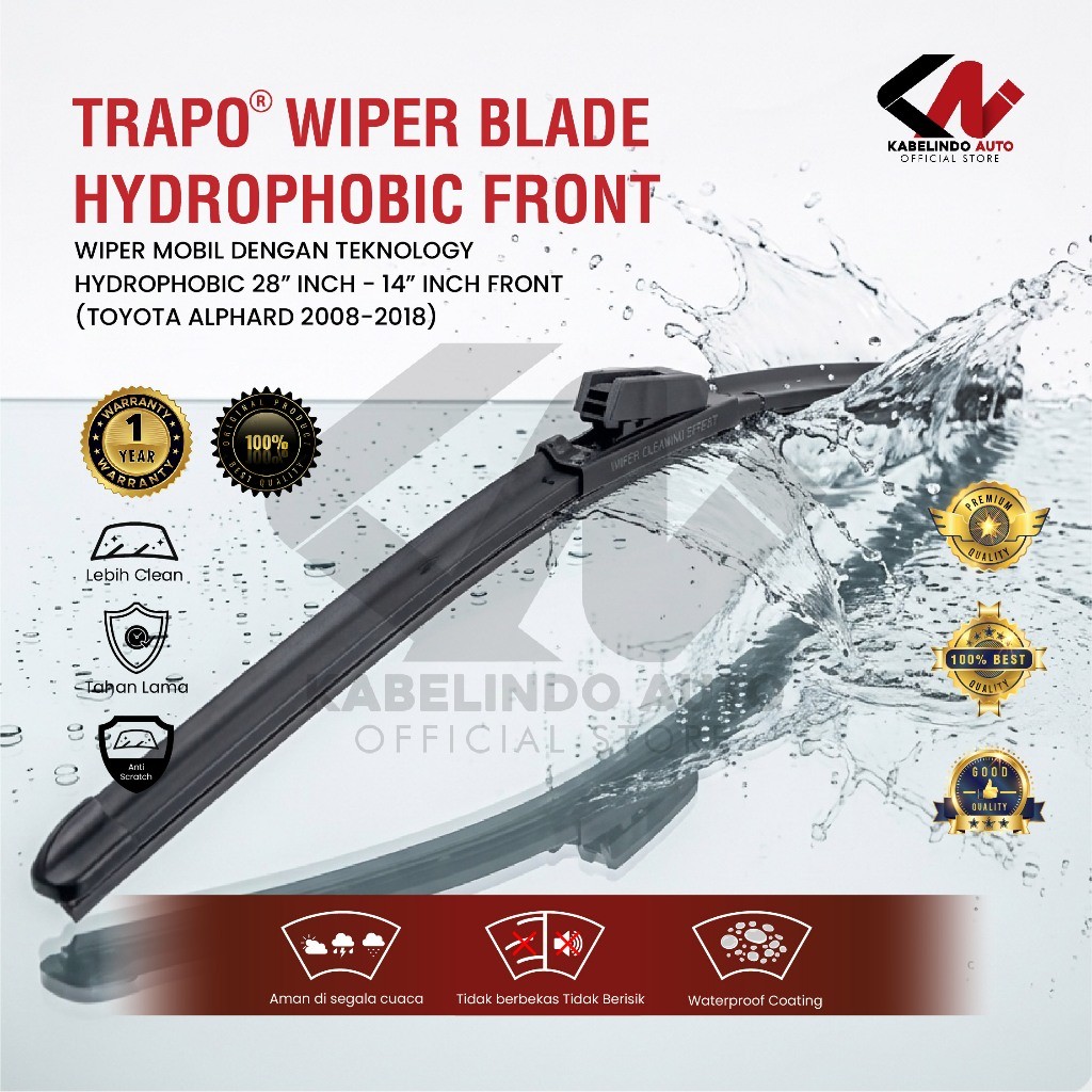 Wiper Mobil Toyota Alphard (2008 - Sekarang) - Trapo Hydrophobic Wiper Blade