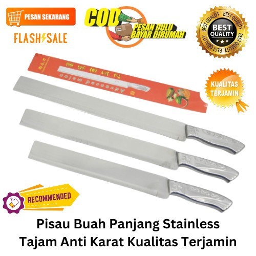 DISKON Pisau Buah Panjang Stainless Tajam Anti Karat Kualitas Terjamin Pemotong Semangka Pemotong Me