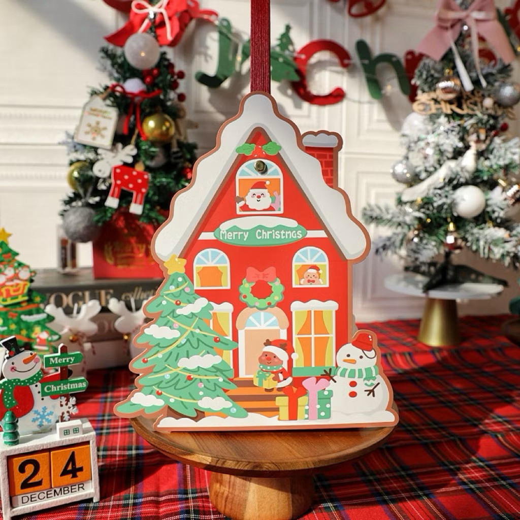 Box Christmas Mini Santa Box Natal Cookies Candy Mini Tenteng Tali Kulit Red