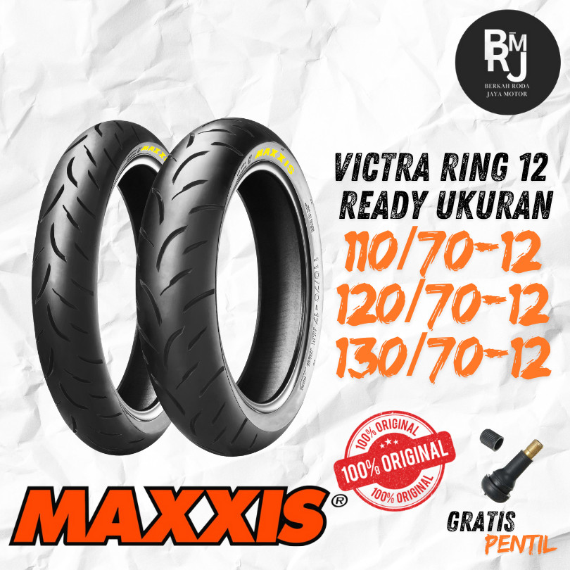 BAN MOTOR VESPA MAXXIS VICTRA Ring 12 TUBELESS DEPAN BELAKANG