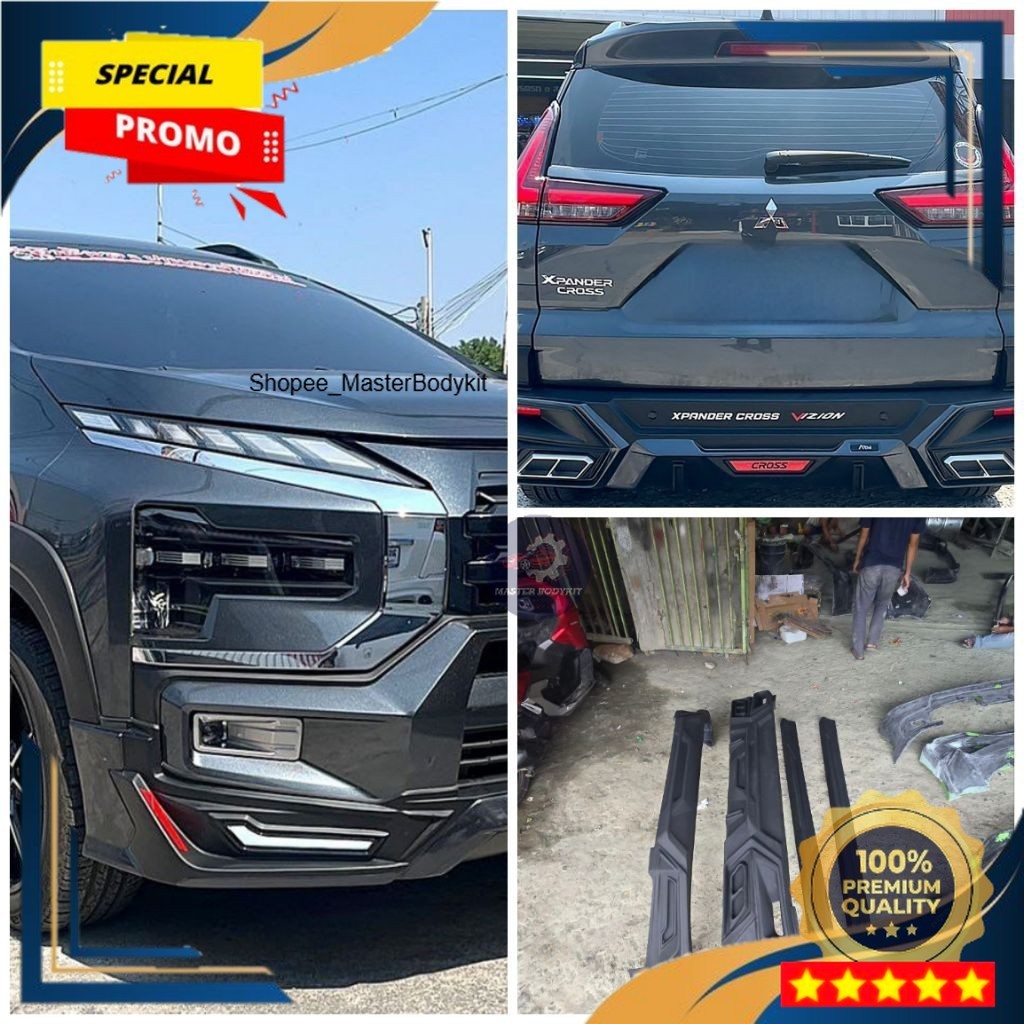 (Ready Stok) Bodykit New Xpander Cross 2022-2025 100% Bahan Duraflex (Poksi hitam doff)