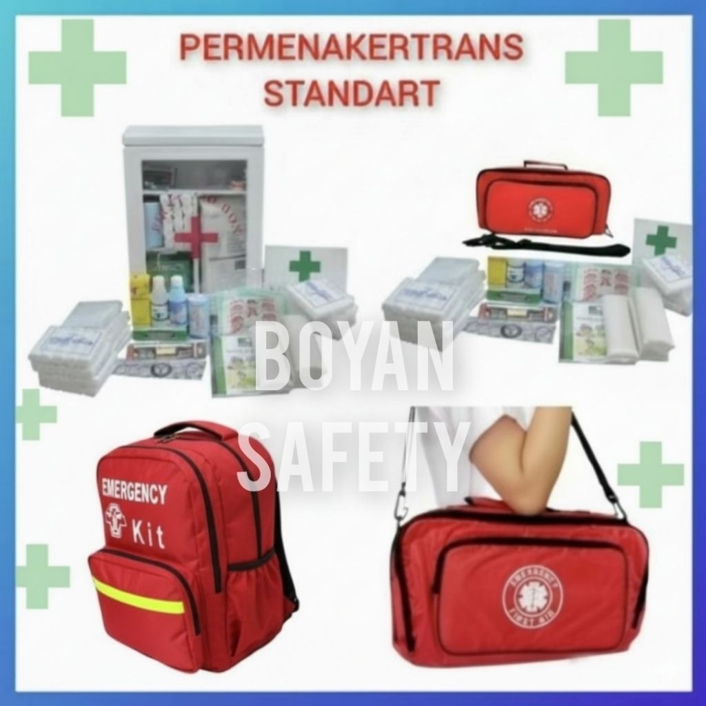 P3K FIRST AID KIT BOX / KOTAK / TAS DAN ISI P3K Permenakertrans
