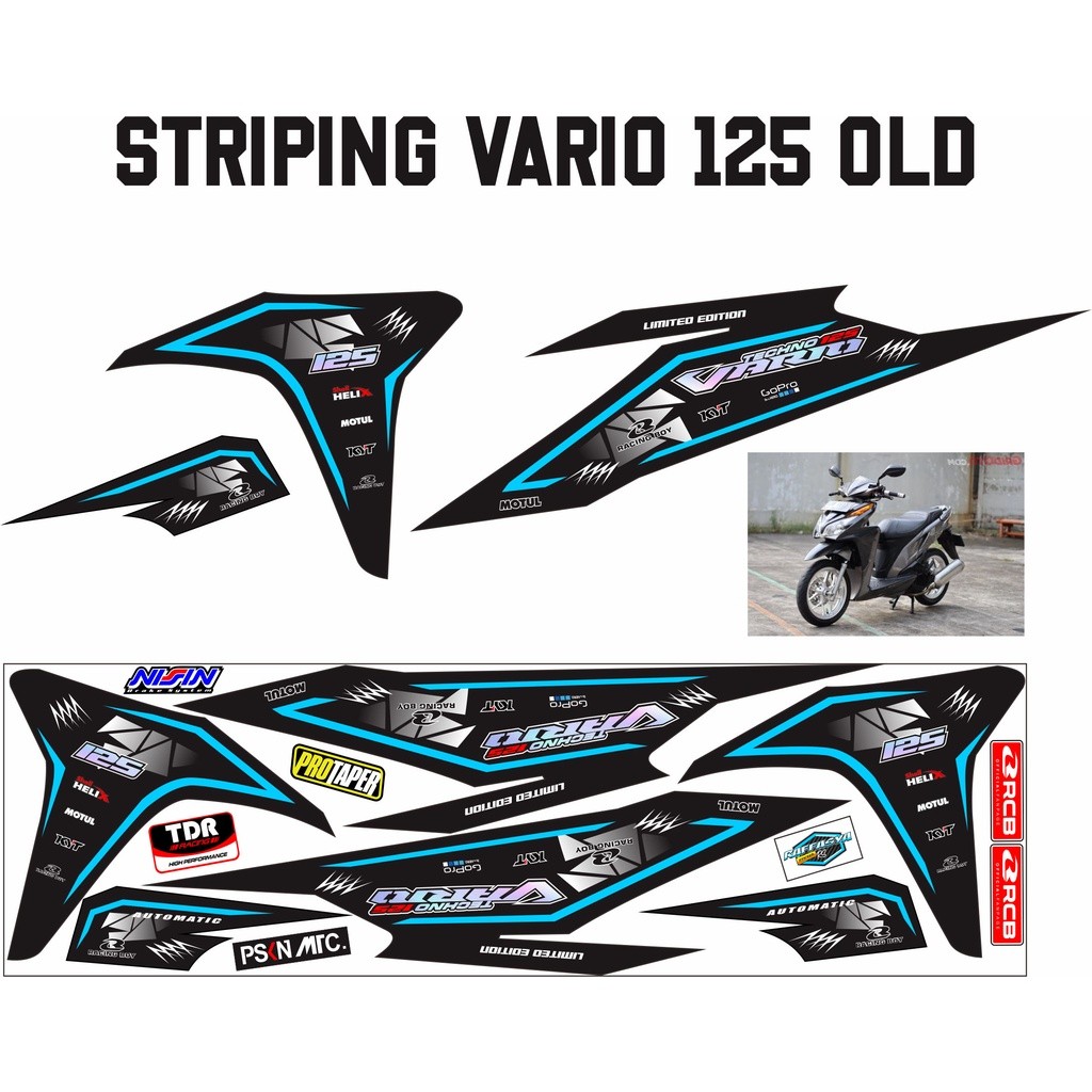 STRIPING VARIASI VARIO 125 OLD MOTIF LIS BIRU LANGIT STIKER