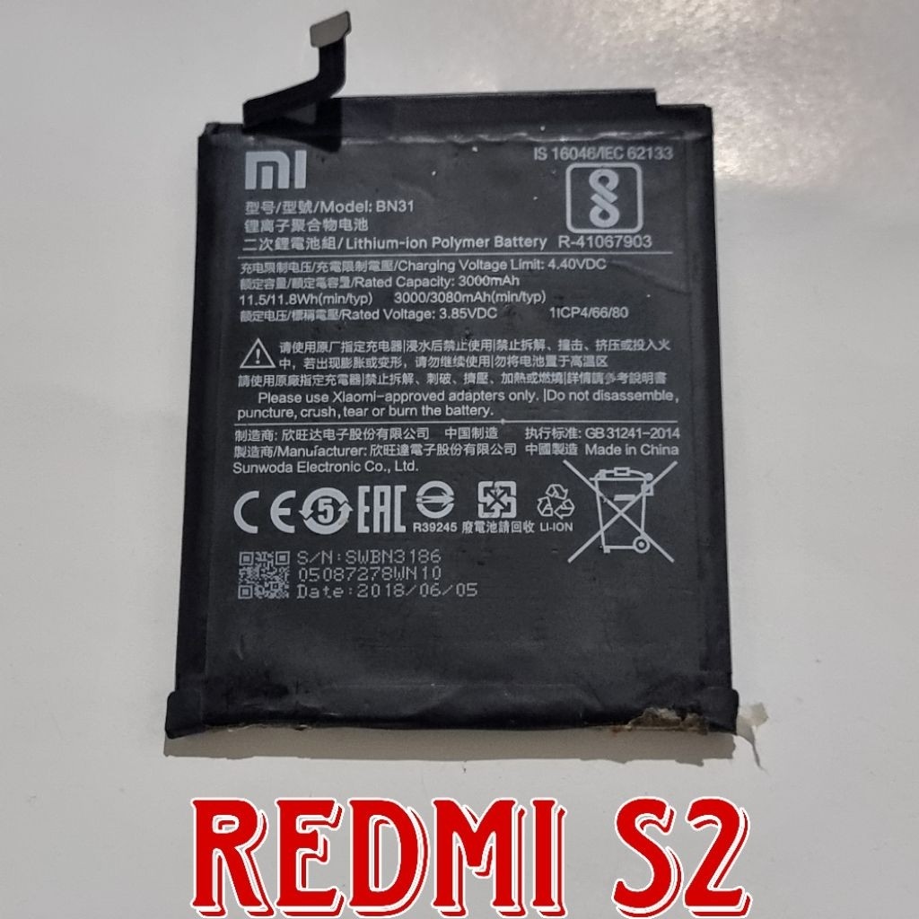 BATU BATRE BATERAI REDMI S2 BN31 ORI COPOTAN NORMAL