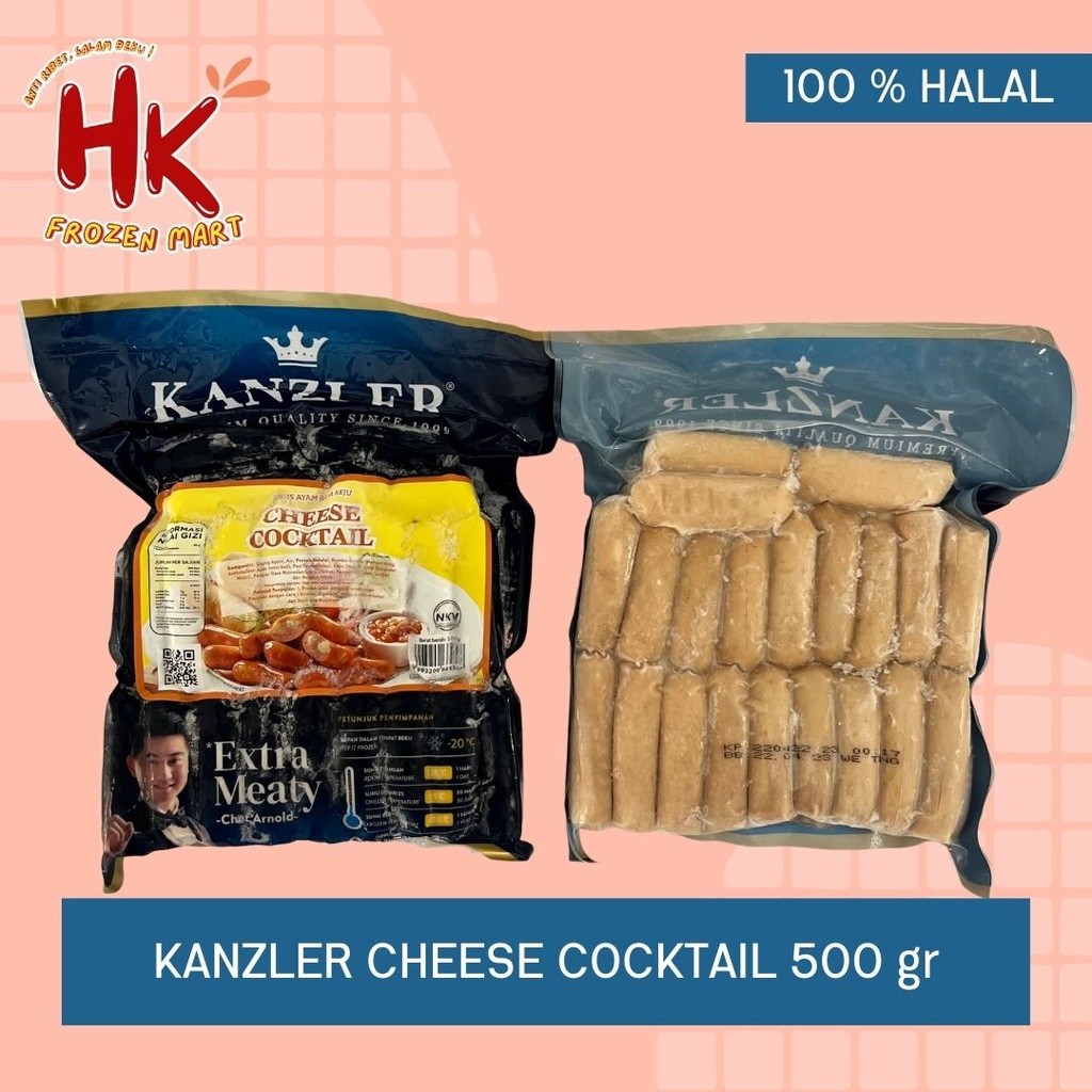 

Kanzler Sosis Cheese Cocktail 500gr / sosis sapi isi keju / HK Frozen Mart