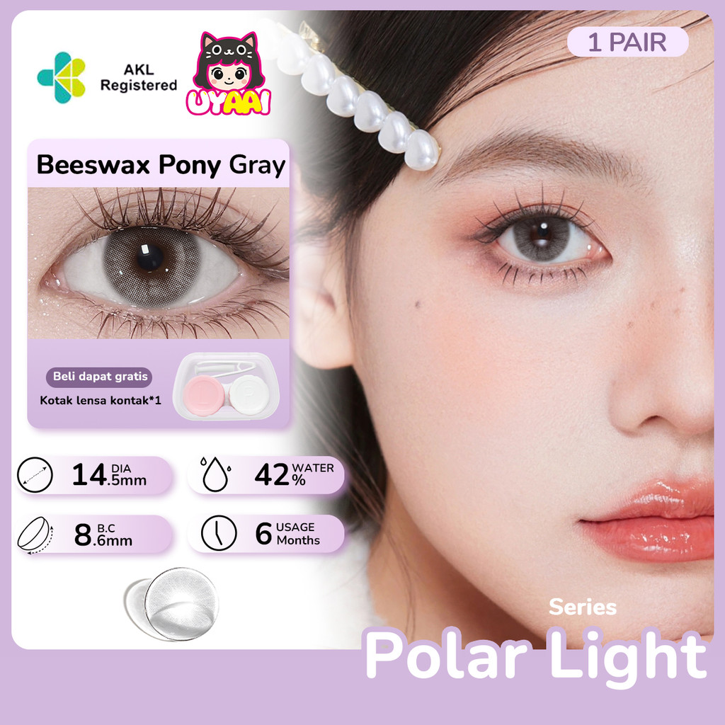 UYAAI Softlens Normal  Seri #Beeswax Pony Gray Sepasang Lensa Kontak Diameter14.0-15.0MM Kadar Air 4