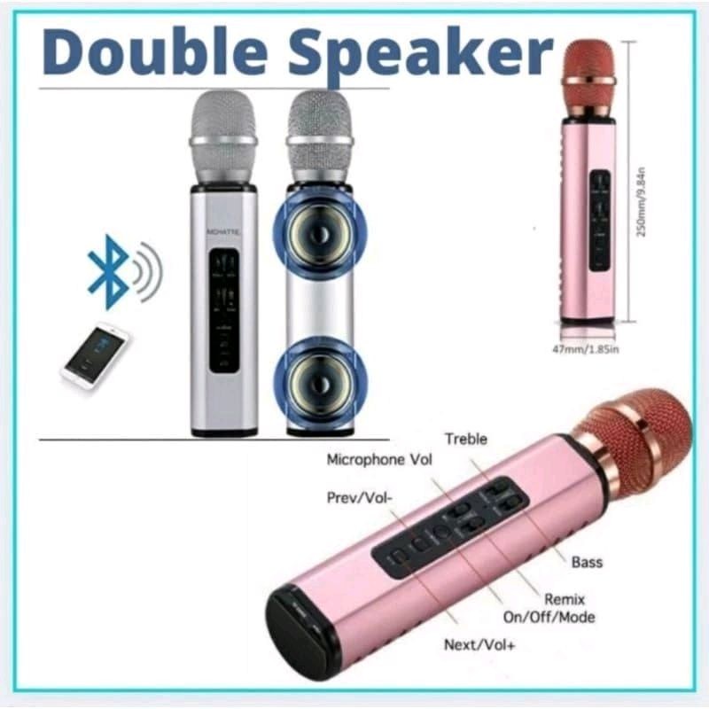 Mic K6 Wireless Bluetooth Karaoke Player Mikrofon Stereo Sound Player Dengan Double Speaker Super Ba
