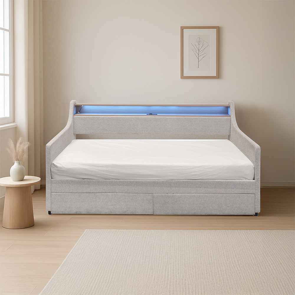 Informa Mia Tempat Tidur Daybed Dengan Matras - Abu-Abu Bed Frame Ranjang Dipan Tempat Kasur