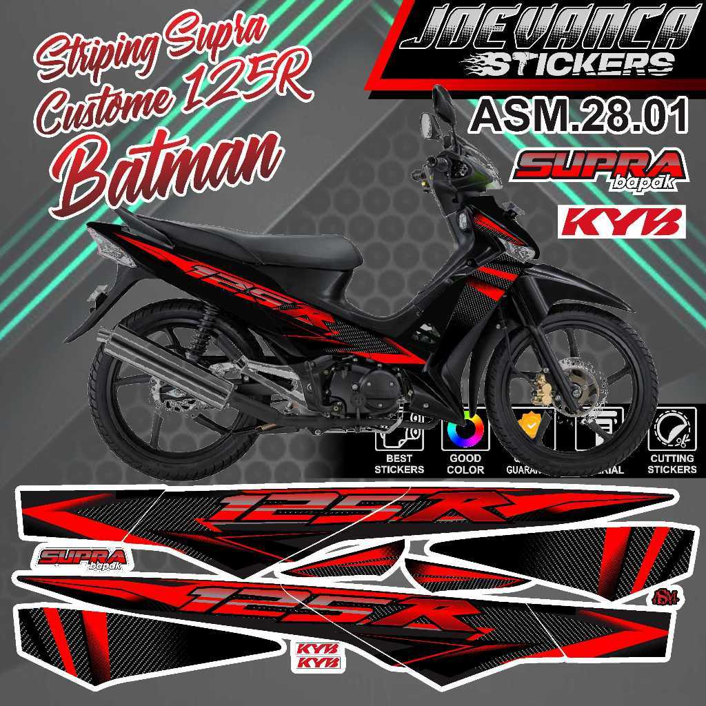 Striping Stiker Lis Motor SUPRA X CUSTOM 125R BATMAN 28 Premium