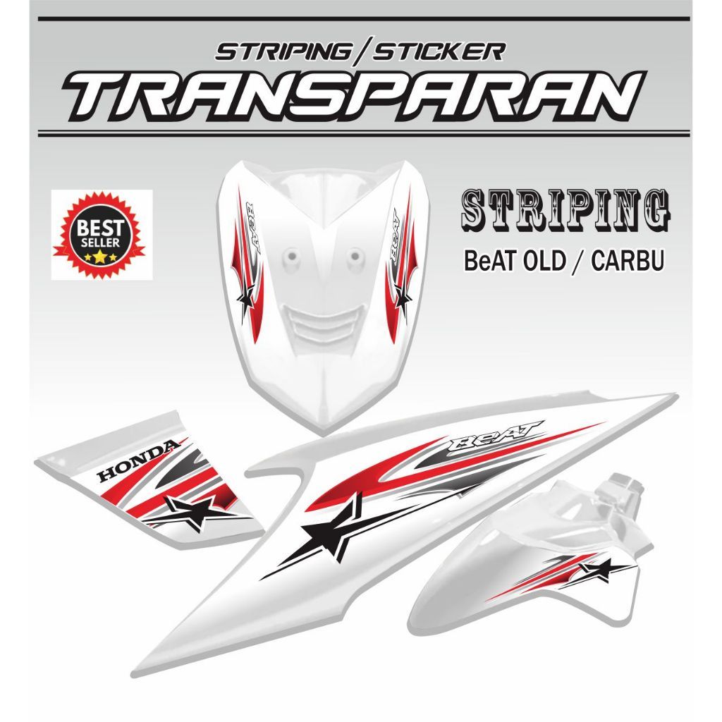 VARIASI MOTOR / STIKER VARIASI MOTOR BEAT LAMA KARBU TRANSPARAN STIKER BEAT OLD
