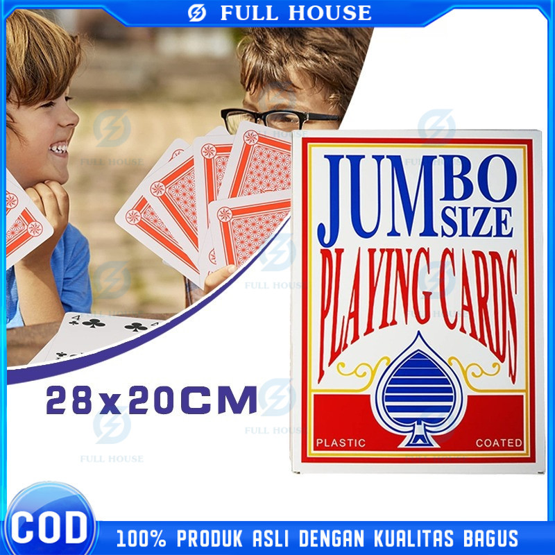 Full House - 54 Lembar 28x20CM Kartu Poker Jumbo Kartu Remi Unik Permainan Ide Pernikahan Yang Menye