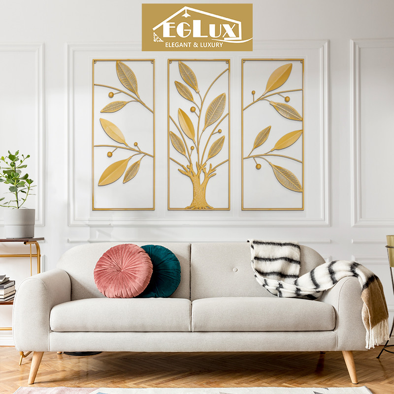 Hiasan Dinding Wall decor daun warna emas