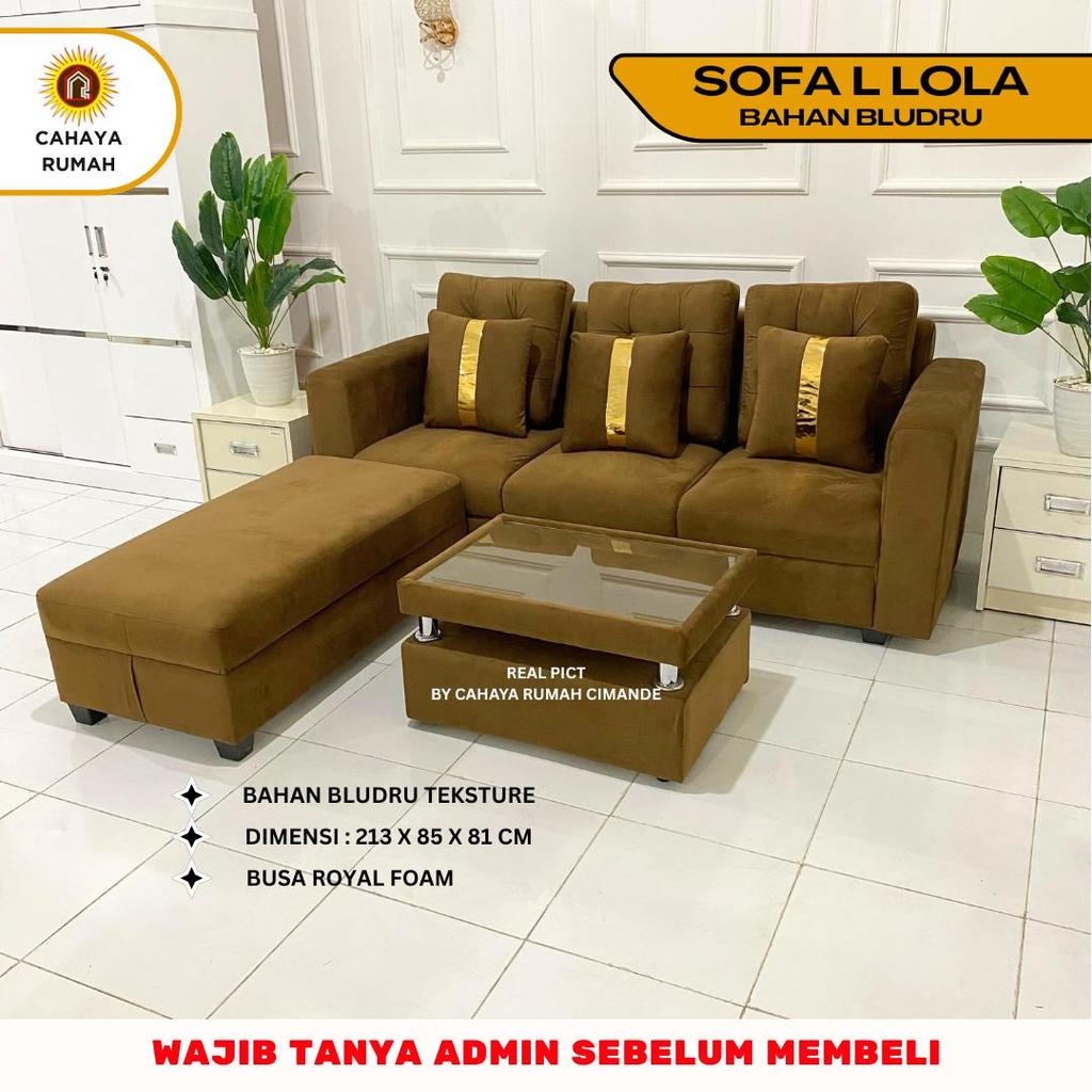 Cahaya Rumah  Bojong Gede - Sofa L Lola + Meja / Sofa Ruang Tamu / Formasi Minimalis / Produk kustom