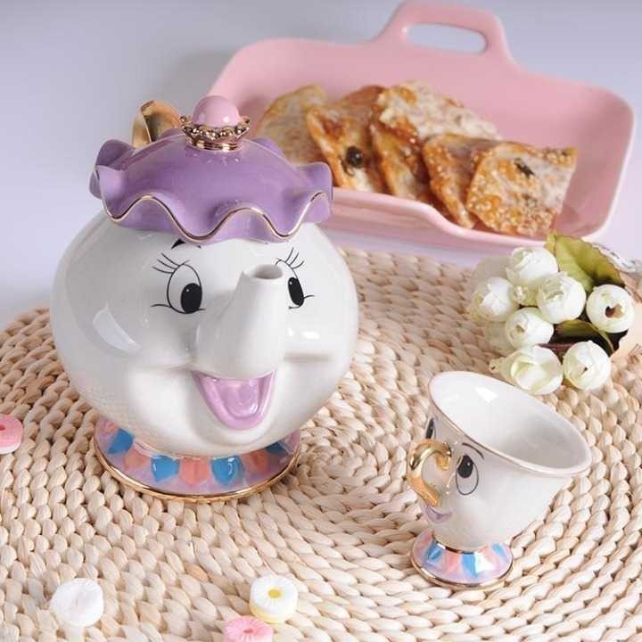 Set Teko Cangkir Teh Mrs Potts Beauty and The Beast 500ml
