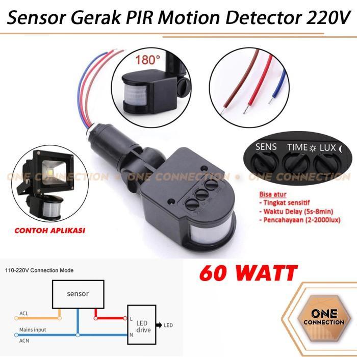 Sensor Gerak PIR Motion Sensor Detector 12V 220V Rotatable Lux Timer - 12V DC