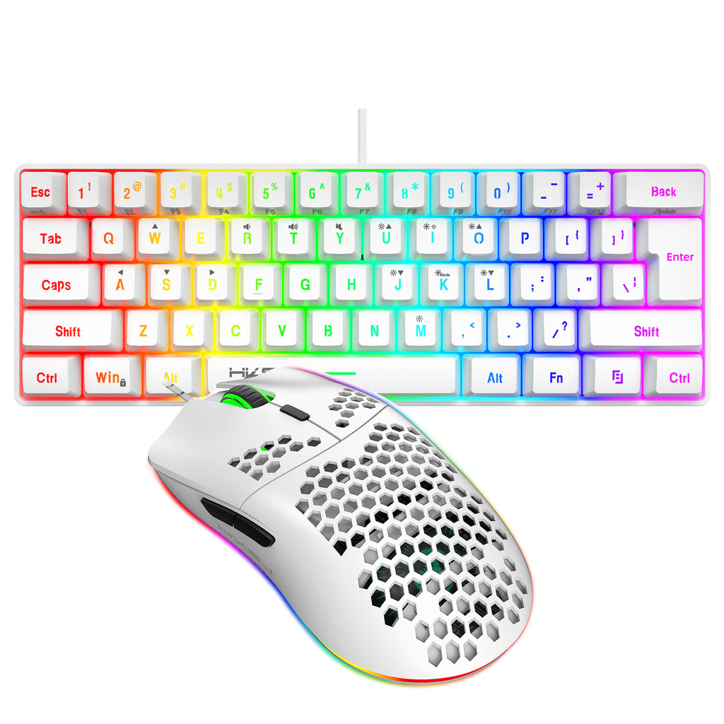 Hot selling HXSJ 61 keys V700 RGB luminous mechanical feel keyboard and mouse combos gaming set for 