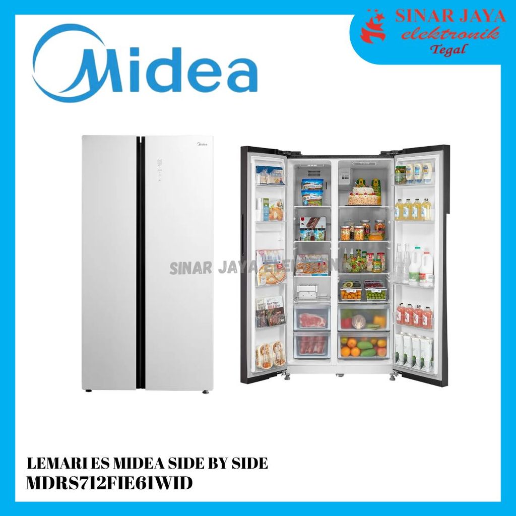 LEMARI ES MIDEA MDRS-712FIE61WID SIDE BY SIDE 2 PINTU KAPASITAS 548 LITER / KULKAS MIDEA SIDE BY SID