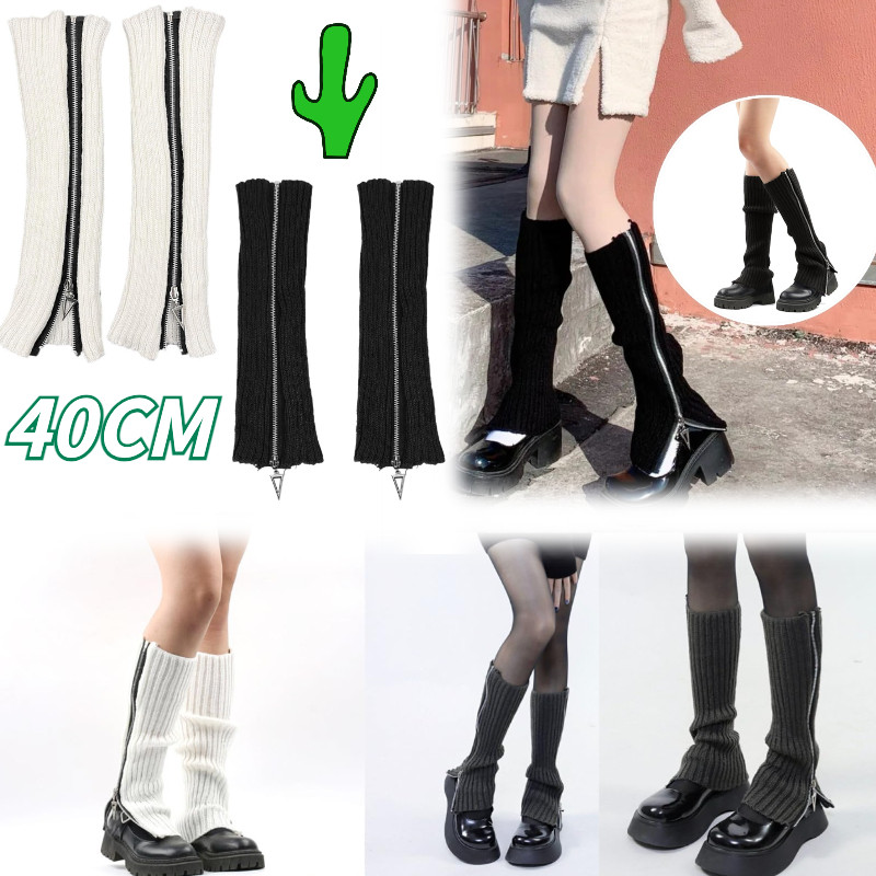 40CM Leg Warmer Selutut Socks Leg Warmer Rajut Wanita Gaya Kaos Kaki Gradasi Gothic Socks Lolita Soc
