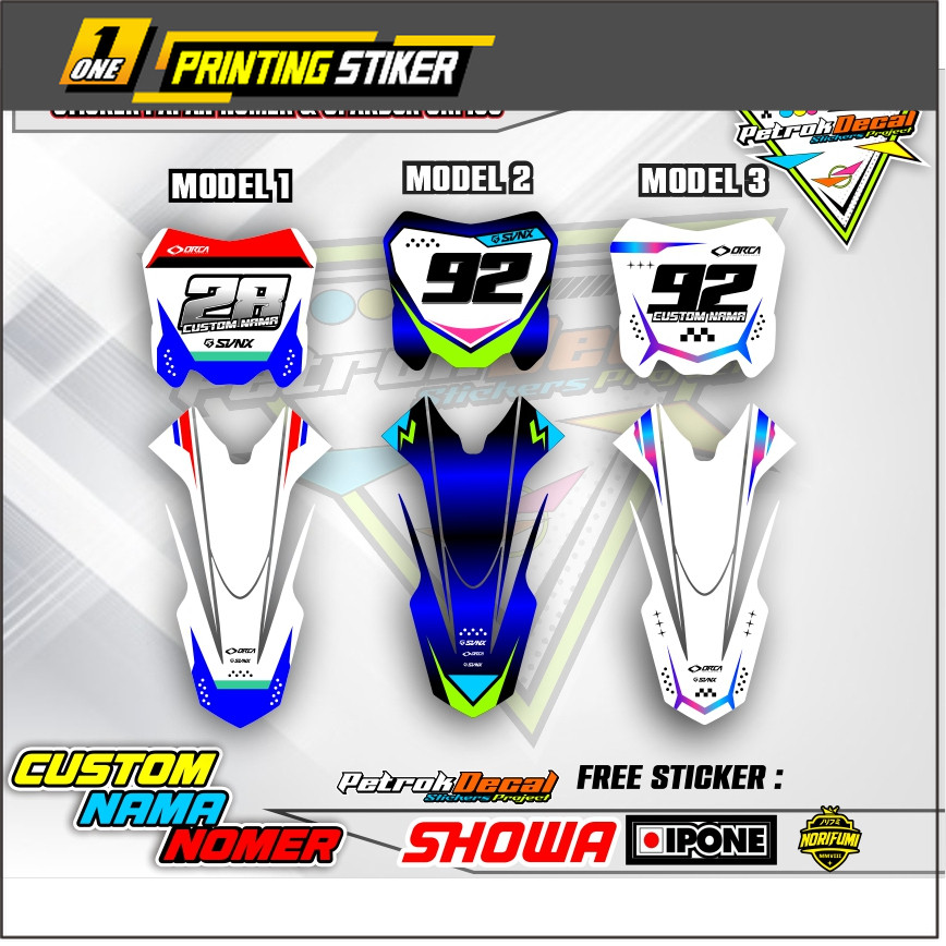 STIKER PAPAN NOMOR START+SPAKBOR STICKER NOMER PAPAN HONDA CRF 150L CUSTOM