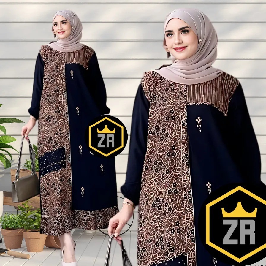 Baju Gamis Sonata Wanita Batik Pekalongan Rayon Adem Busui Kondangan Kekinian/Terbaru