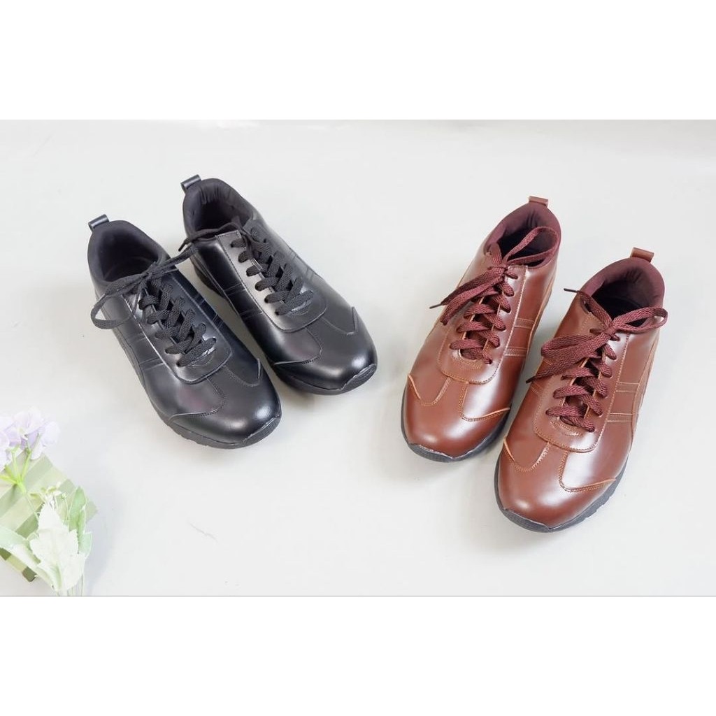 Garasi olshop Sepatu Kulit Asli Sapi Pria Kets Sneakers Tali Original 100% Papirut