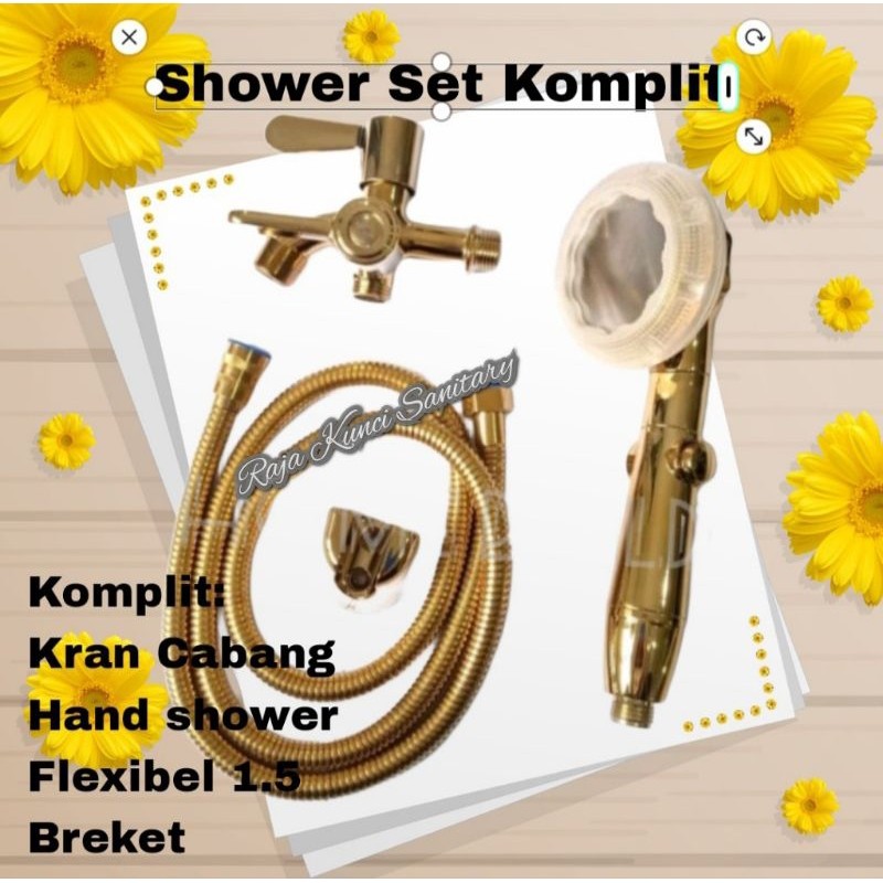 Hand Shower Komplit Kran Gold/Hand Shower Set Gold/Shower Set Kamar Mandi High Quality Gold