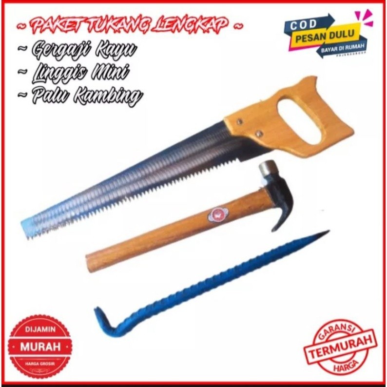 Paket Alat Pertukangan Lengkap – Linggis, Gergaji, Palu | Peralatan Tukang Serbaguna