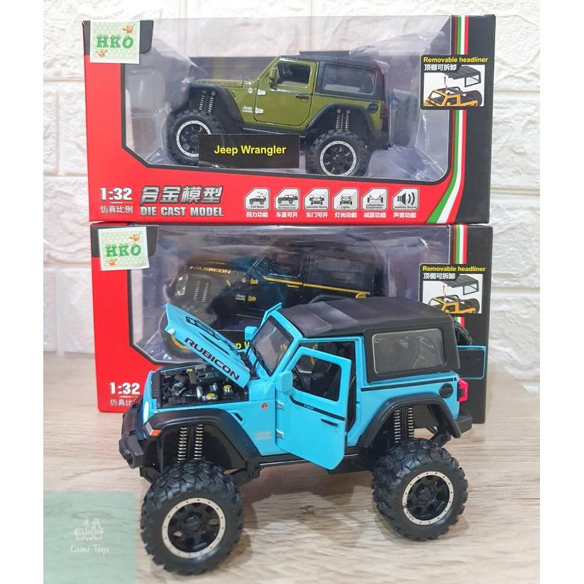 Diecast Mobil Jeep Wrangler Rubicon Pullback Lampu Suara 1:32 CZ09