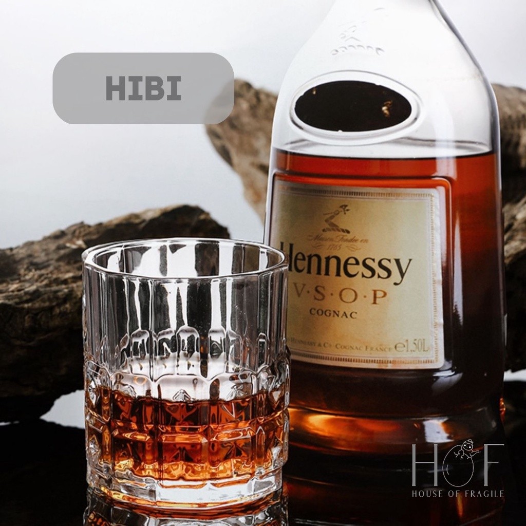 HIBI Gelas Whiskey Kaca Gelas Estetik Gelas Kafe Cangkir Kaca Kristal