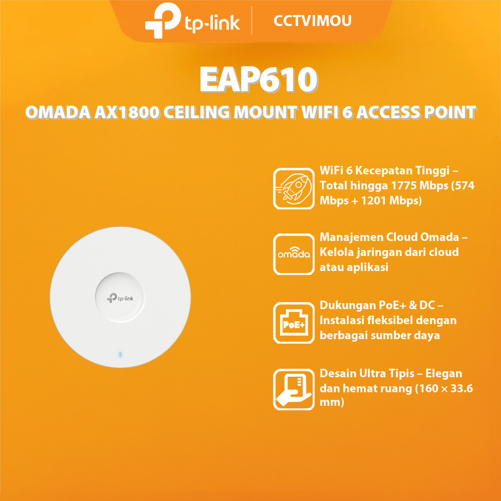 TP-LINK OMADA EAP610 AX1800 CEILING MOUNT WIFI 6 ACCESS POINT