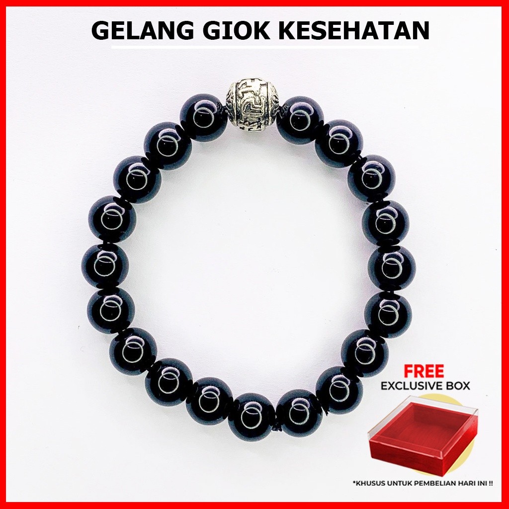 WEARMOURA Gelang Kesehatan - Gelang Batu Alam Giok Asli Untuk Terapi Kesehatan