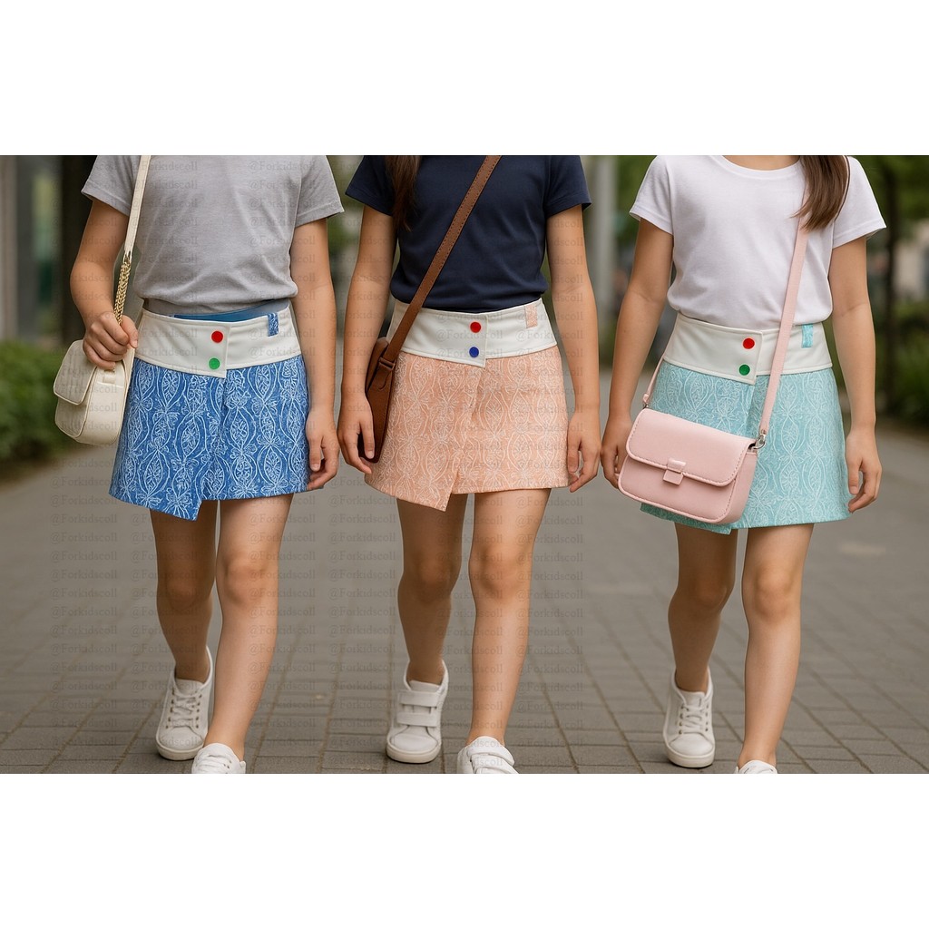 Rok  Double Sebelah Brukat Anak-Anak perempuan