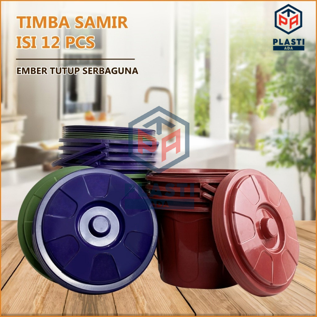 (ISI 12pcs) TIMBA SAMIR - Baskom Hajatan Lusinan Murah / Ember Tutup / Bakul Nasi Plastik