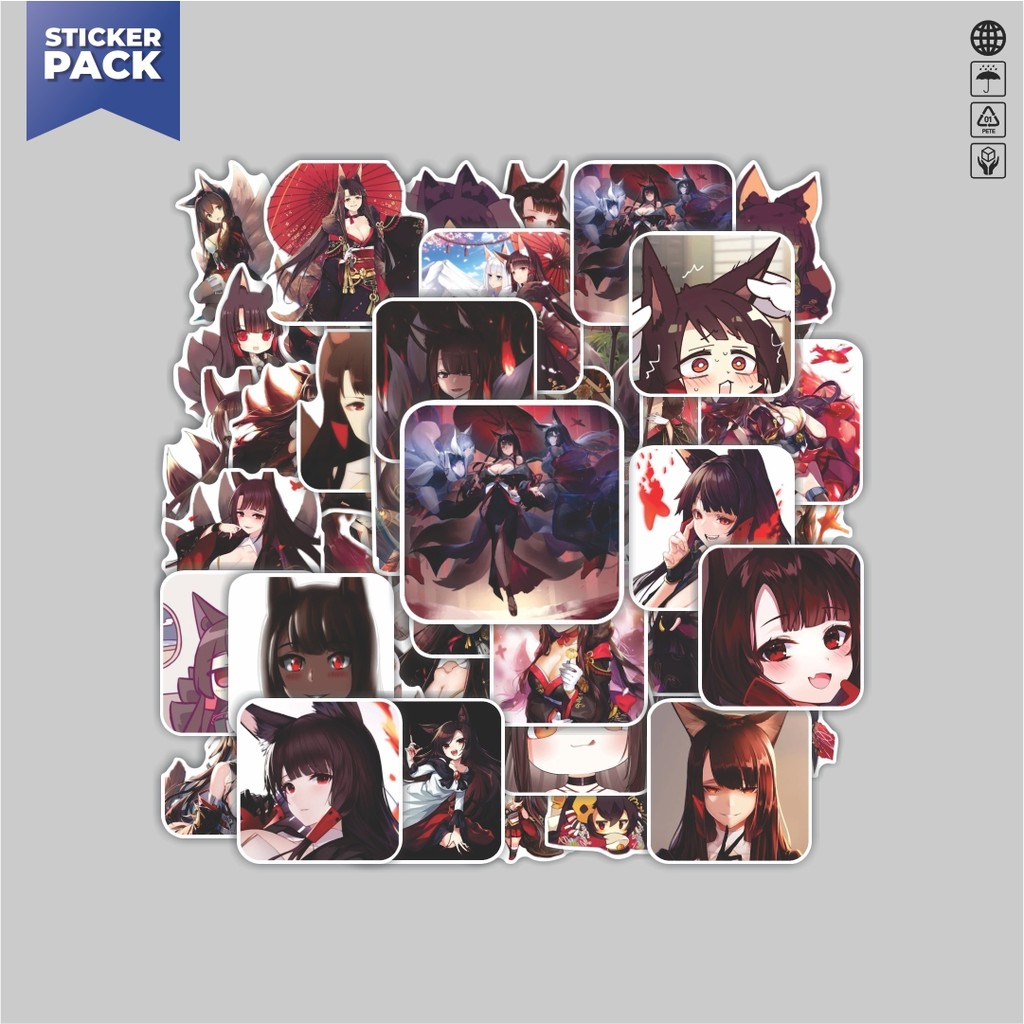 [100PCS]Stiker Pack Stiker AKAGI AZUR LANE Aesthetic Vinyl Anti Air Dekorasi Sticker Laptop Buku Jou