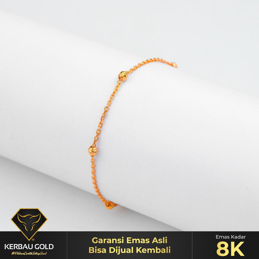 [Kerbau Gold] Gelang Emas Jedar Simple 8K - Emas Asli 100%