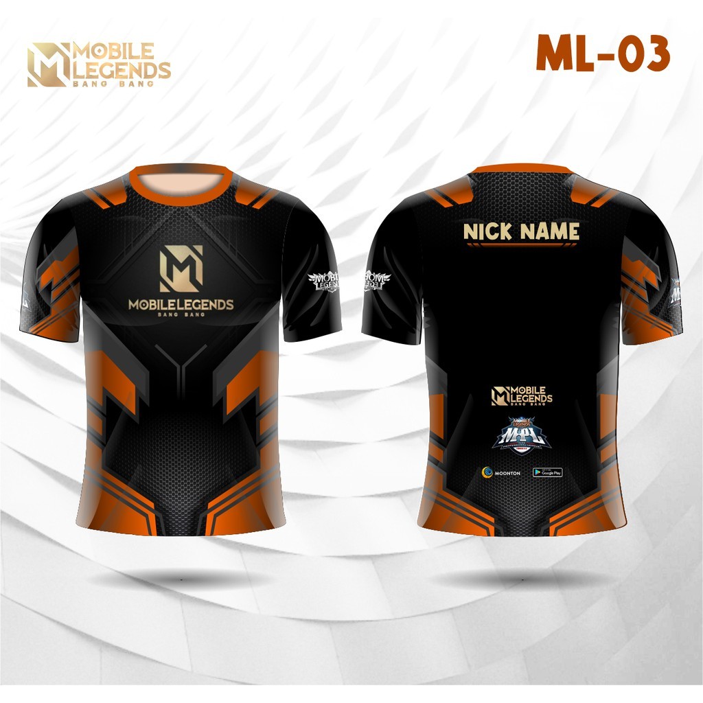 Jersey e sport mobile legends bang bang baju game ml kaos gamer S-2XL