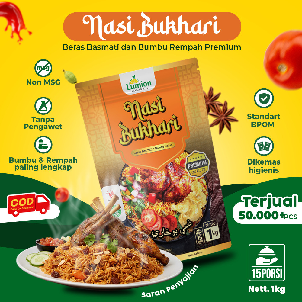 Lumion Nasi Bukhori Instan 350gr Nasi Arab India Panjang Instant Brasmati Kebuli Briyani Mandhee