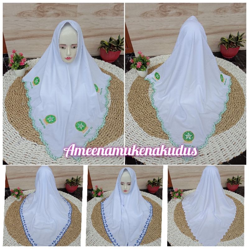 JILBAB SEGI EMPAT POLOS DAN MOTIF LOGO FATAYAT NU BAHAN KATUN grosir