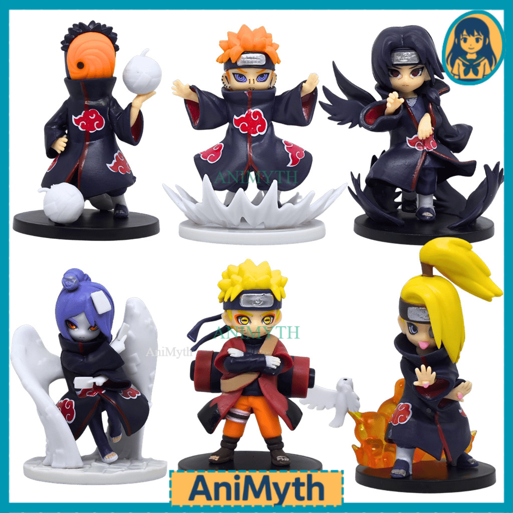 Action Figure Naruto Shippuden Akatsuki Chibi Set Naruto Sage Mode 6 Pcs Anime Figur