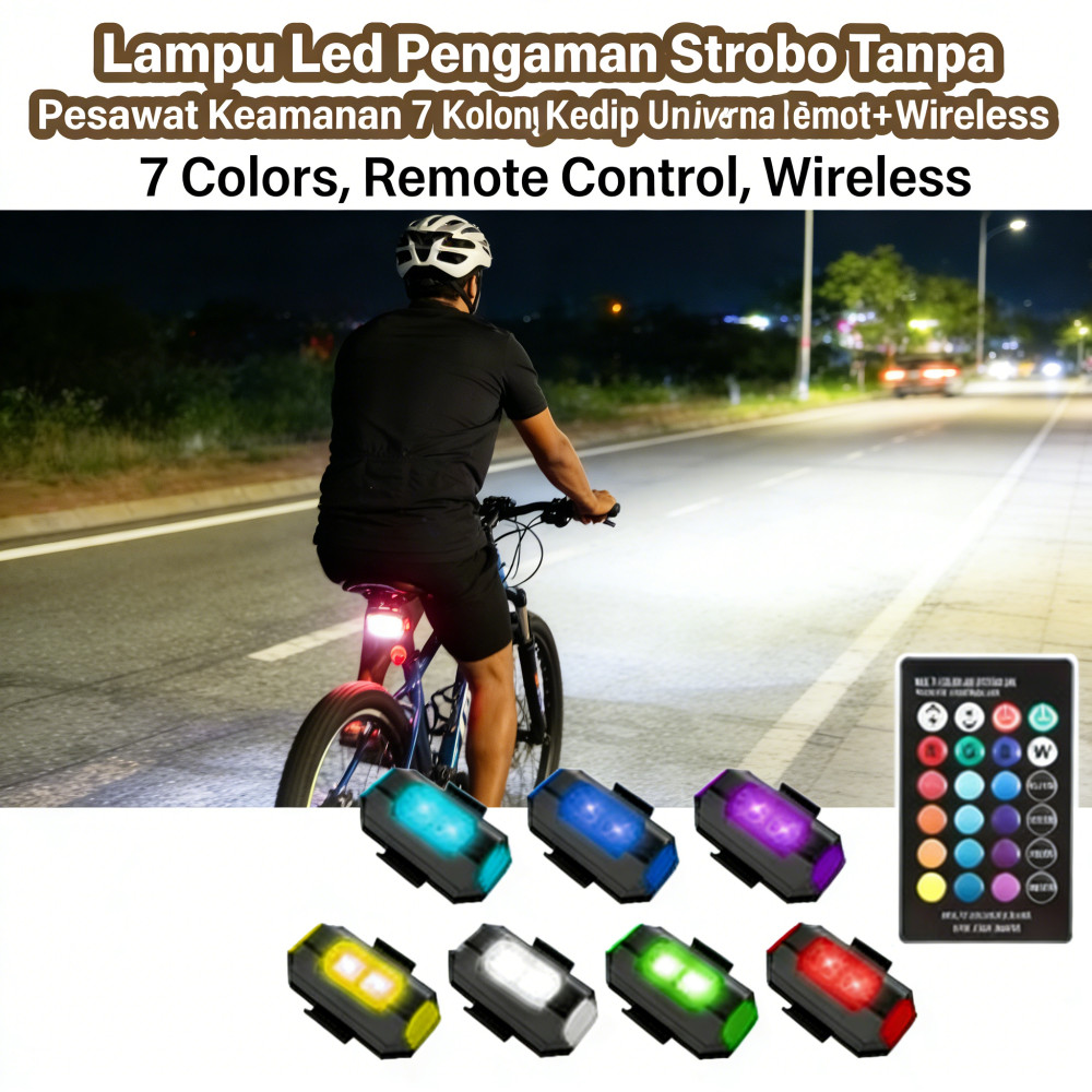 Lampu Strobo LED 7 Warna Keamanan lampu kedip lampu motor Kolong motor Pengaman Strobo kabel+remot l