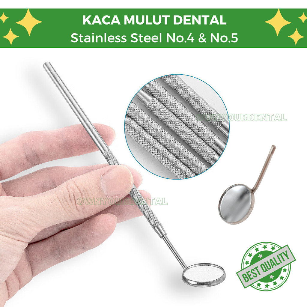 Kaca Mulut Dental No.4 / No.5 Kaca Refill / Dengan Gagang