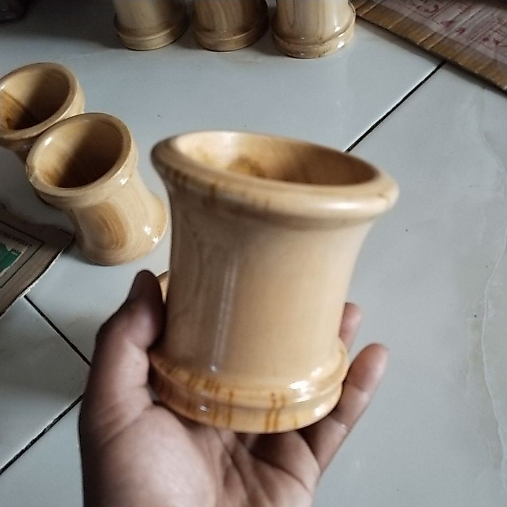 Gelok Kelosan Gulungan Kayu Senar Pancing bahan Jati Finishing pernis