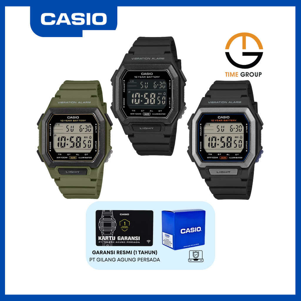 JAM TANGAN PRIA CASIO W-738H W738H DIGITAL RESIN STRAP