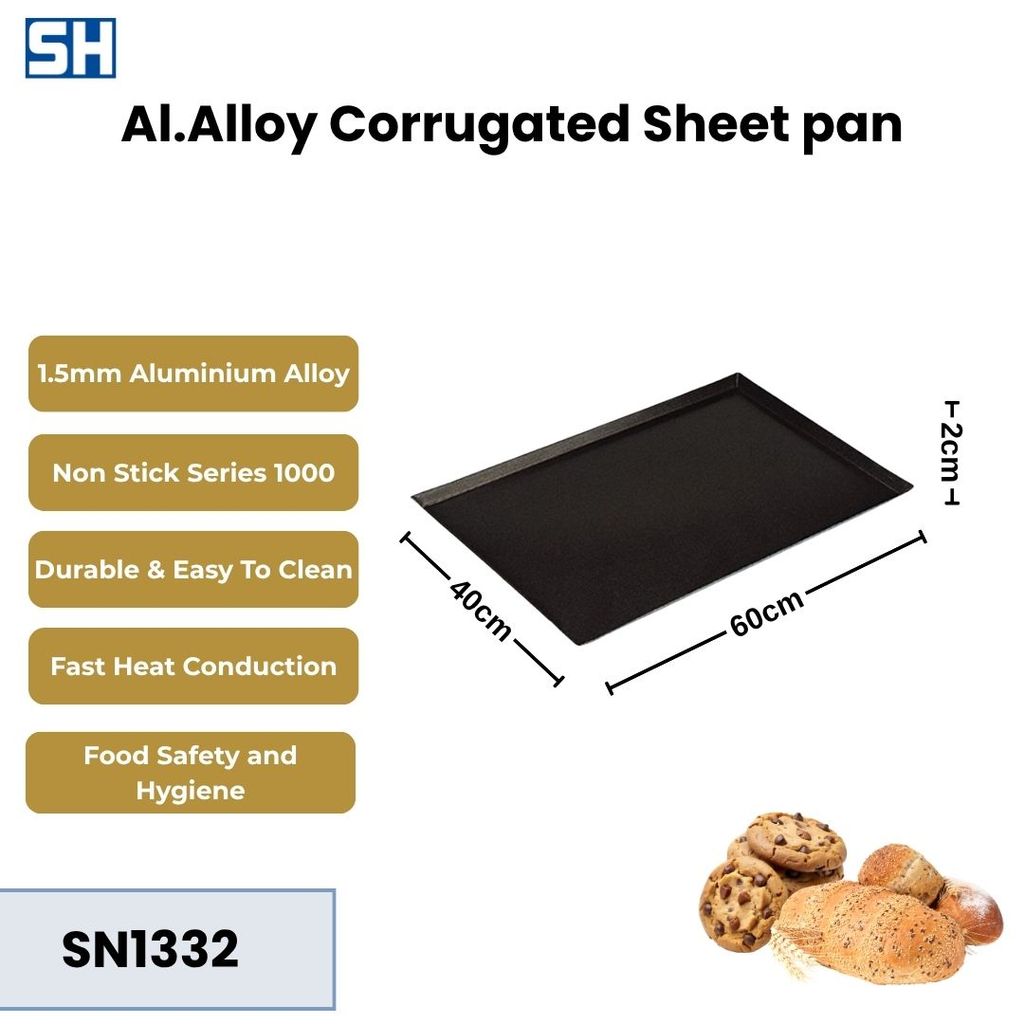 Loyang Kue Roti Alluminium Alloy Anti Lengket Merk Sanneng Corrugated Sheet Pan Non Stick SN1332