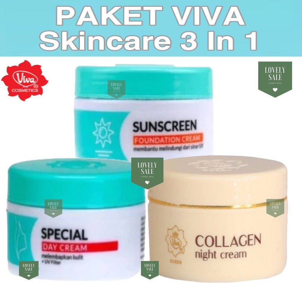 Viva Skincare Set 3 in 1 Original | Krim Siang, Krim Malam, Sunscreen Halal BPOM