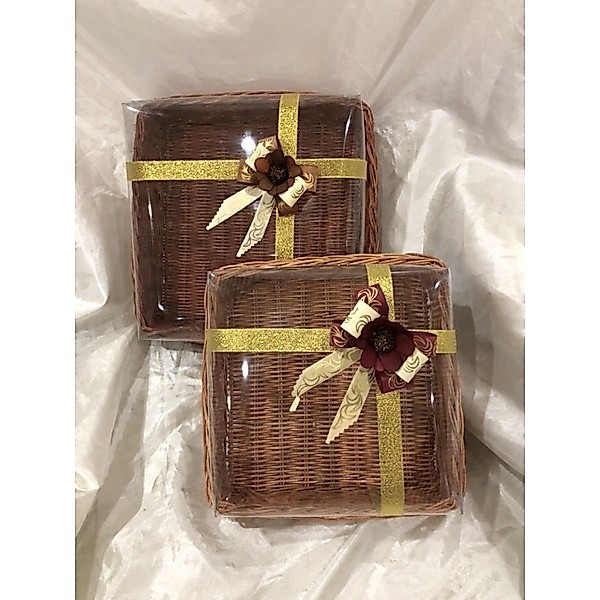 Kotak kue hantaran pernikahan mika bahan rotan uk 25x25 dan 30x30