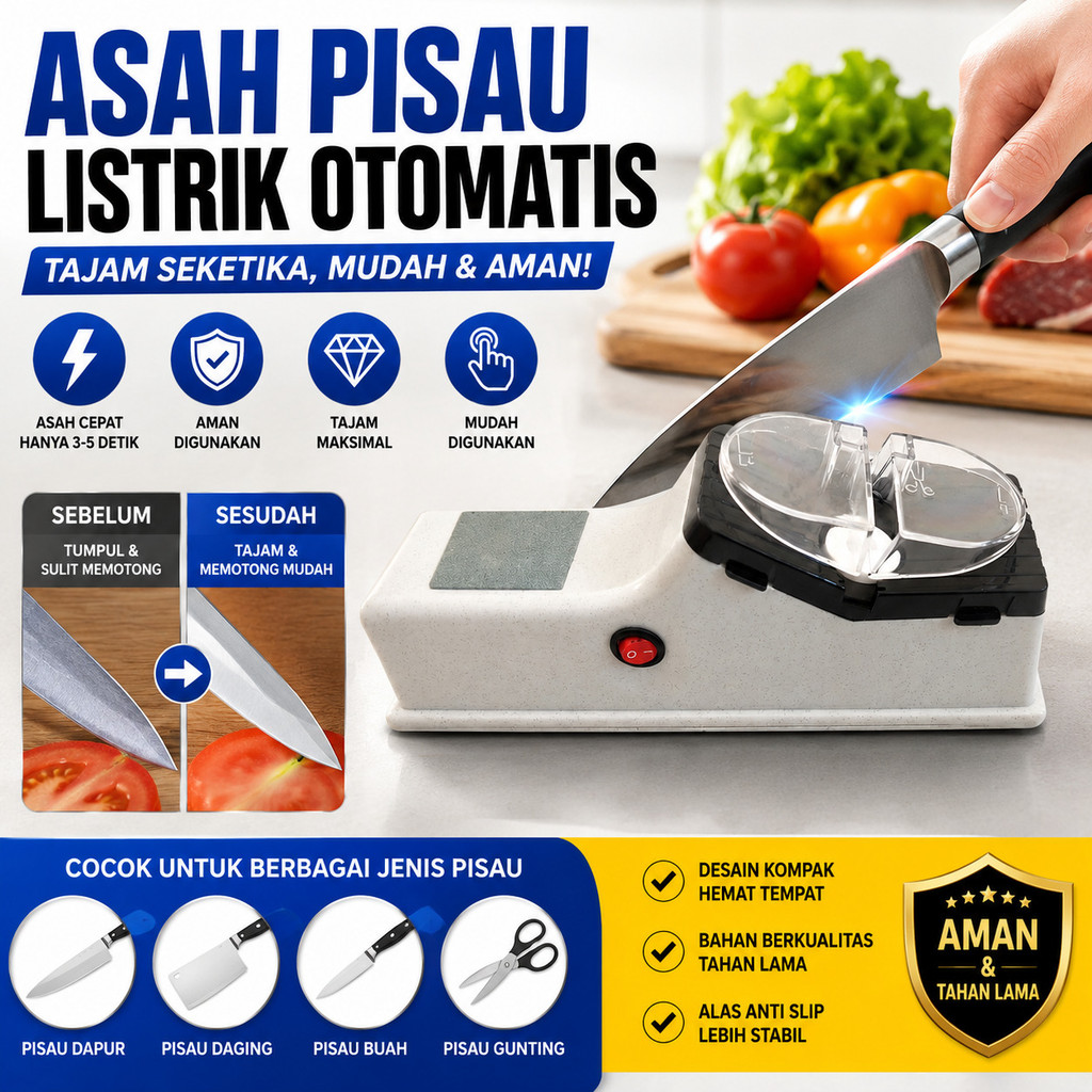 [Promosi + COD] Pengasah Pisau Listrik Rumah Tangga Presisi Tinggi / Pengasah Pisau Listrik Portabel