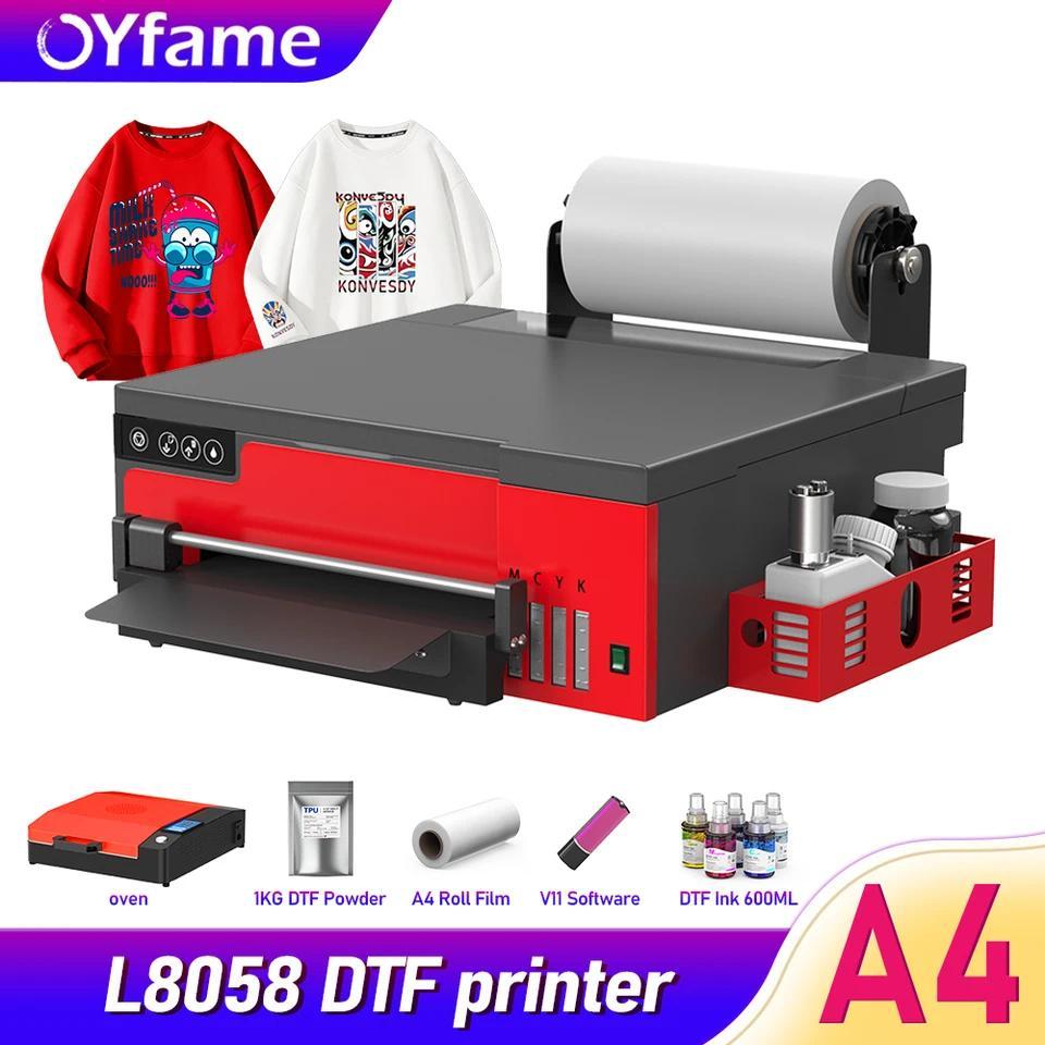 Printer DTF OYfame A4 dengan oven pengering DTF untuk mesin cetak kaos kain.