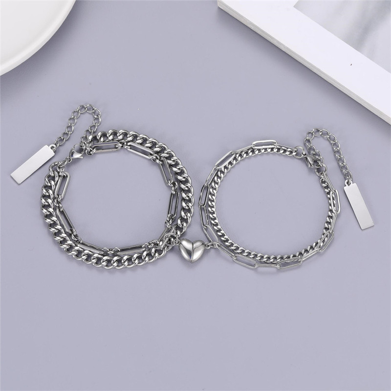 Gelang Couple Titanium Wanita Anti Karat Emas Putih Gelang Couple Lamaran Mewah Desain Klasik
